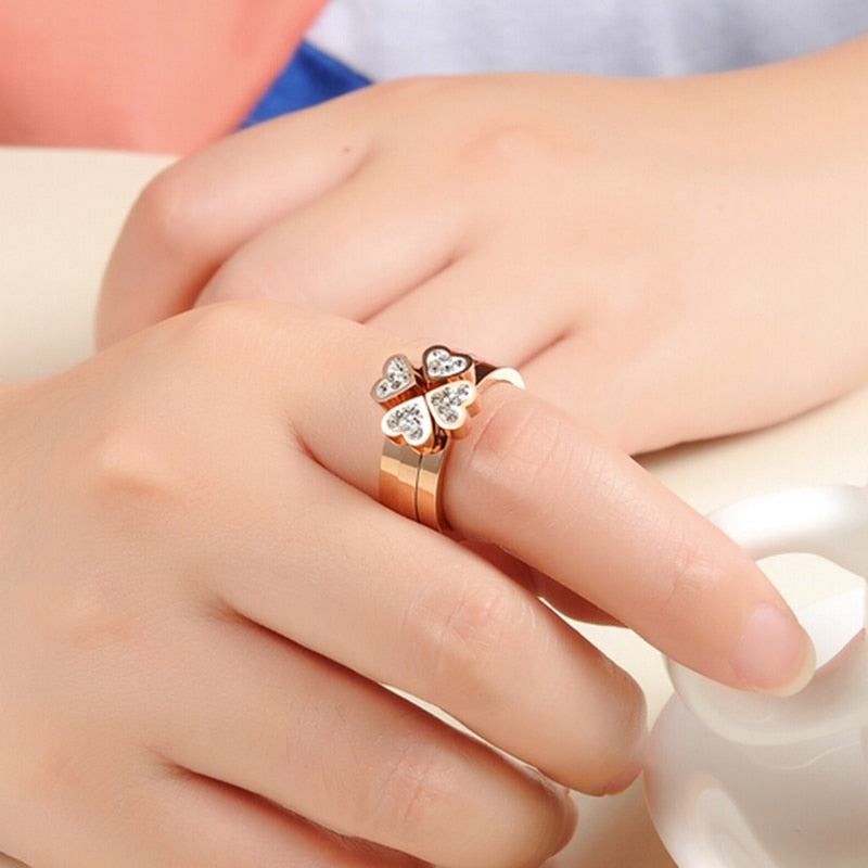 3 in 1 Heart to Clover Rings