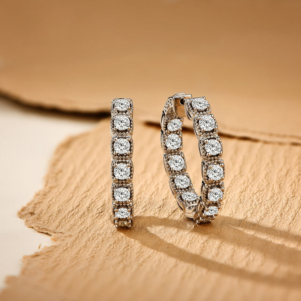 Moissanite Hoop Earrings Pure 10K/14K Gold