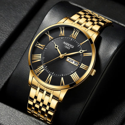 Waterproof Gold Quarts Watch for Men